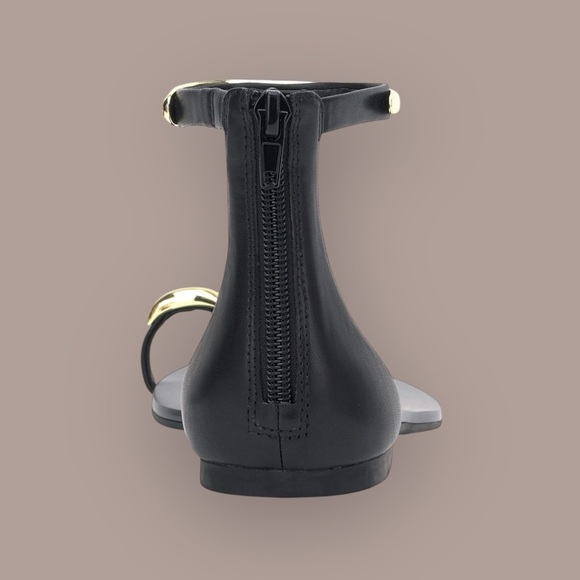 INC Black and Gold Ankle Strap Sandals, NEW - Picture 3 of 5